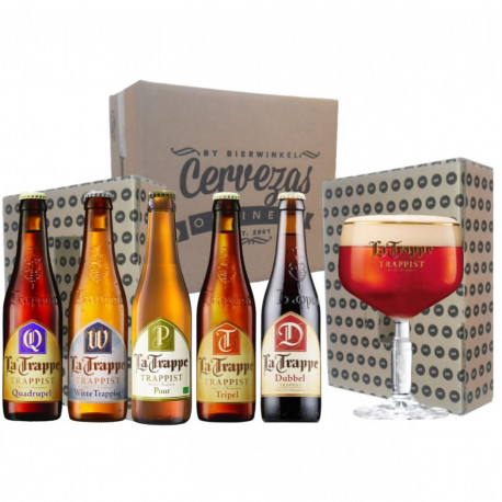 Pack combo degustación regalo la Trappe 5 cervezas 33cl + 1 vaso