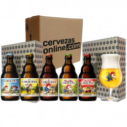 Pack combo degustación regalo La Chouffe 5 cervezas 33cl + 1 vaso