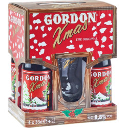 Estuche Gordon Xmas 4*33cl + Vaso