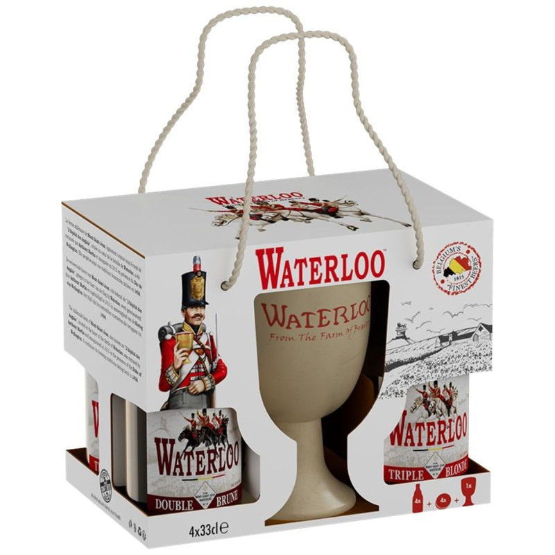 Estuche Waterloo 4 Botellas 33cl + Copa Caliz Gres