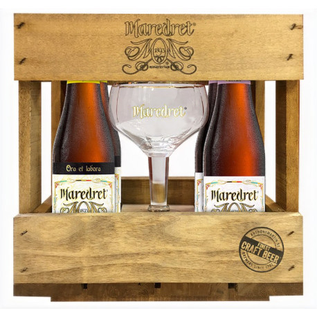 Estuche Madera Maredret 4 Botellas 33cl + Copa Estuche Madera Maredret 4 Botellas 33cl + Copa